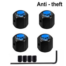 자동차 트럭 오토바이에 대 한 4 Pcs Anti-Theft 타이어 밸브 줄기 모자 중간 손가락 모자 방진 인감 잠금 꽉 맞는, skull black blue