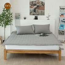 천솜이 비앙카 피그먼트워싱 목화솜 초고밀도100수 순면침대패드1+1(S SS 110×200), 그레이+펄화이트