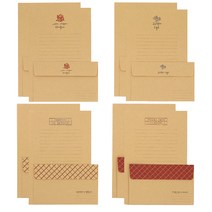 마음담아 예쁜 감성 동물 꽃 크라프트 편지지 봉투 세트 편지지 32p + 편지봉투 16p 2세트, 19.글귀크라프트 4종 2세트