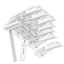 일회용 면도기 60개 벌크 팩 화이트 면도 개별 포장 트윈 블레이드 크림 및 투명 캡 세트 노숙자 자선 단체 여행 호텔용 USA 미국