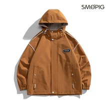 SMOPIG 남성 야상 후드 캐주얼 야상 방수 바람막이