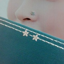 진짜 로듐 일자 6 큐빅 스타 별모양 코찌 써지컬 피어싱 스틸 코피어싱 PN024