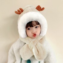 날씨요정 루돌프 아기군밤모자 유아 겨울 방한 털모자목도리
