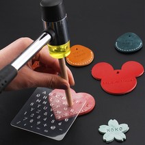 가죽각인 2pcs 가죽 편지 스탬프 세트 투명 알파벳 숫자 펀치 도구 DIY 공예 수제 Stamper