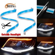 okeen 2pcs 60cm 유연한 led drl 헤드 라이트 스트립에 대 한 주간 러닝 노란색 순차 차례 신호 램프 12v, 45cm, 파란색 및 노란색
