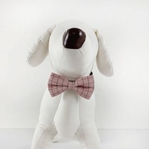 강아지 고양이 심플 체크 나비 넥타이/보타이 4color, 핑크