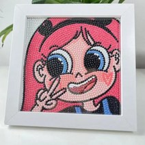 Tscorp 액자형 보석십자수 DIY 큐빅 비즈 산리오 피카츄 짱구 도라에몽, 커플-05