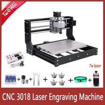 마킹기 레이저 조각기 고출력 각인기 0 0/ 밀링 머신 축 제어 조각 기계 목재 라우터, 7w laser, 3018 pro add offline