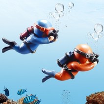 어항 꾸미기 잠수부 수조 장식 용품 수족관 플로팅 다이버 피규어, 주황