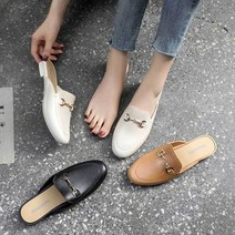 W6F96F6EFS 패션 블로퍼 여자 슬리퍼 뮬 캐주얼 데일리 여름 여성 구두 로퍼 힐 체인 진주 스퀘어 태슬 가