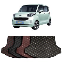 기아 레이 (하단수납있음) 맞춤 가죽 에디션 트렁크매트+뒷열 등받이커버 풀세트 차박 캠핑, 레드