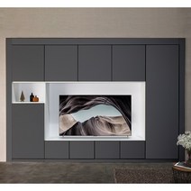 루이핏 거실 TV 붙박이장 330cm, 그레이 무광