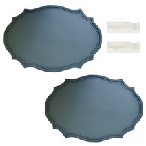 율라라 모던 방수 테이블 매트 2p + 수저받침 2p, 딥블루, 43 X 30cm