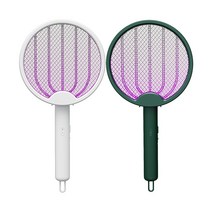 [SHAOMI]온앤오프 4in1 접이식 전기 모기채 벽걸이 핸디용 탁상용 한개/1+1, 그린