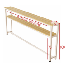 DH 좁은 틈새 테이블 책상, 1단테이블, 100x15x100cm, 상판(네츄럴)+다리(블랙)