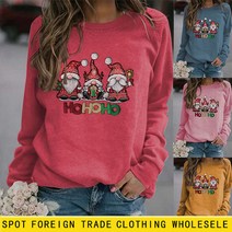 크리스마스 여성복 아웃핏 산타 프린트 맨투맨 jiushi