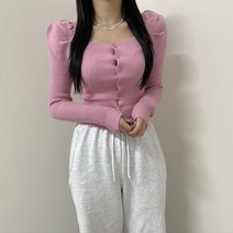 VANANA2 청순 러블리 크롭 슬림 쫀쫀 빅 퍼프 소매 골지 단추 가디건 5color