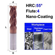 MZG HRC 45 55 65 2 에지 4 플루트 스퀘어 밀링 커터 티타늄 가공 CNC 경질 합금 카바이드 공구 텅스텐 스, [04] 4F55C, [26] 20X20X100L