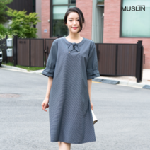 모슬린 여성 여름 엄마옷 리본 진주 원피스 FOP107030 마담/미시옷/중년여성의류/빅사이즈/40대/50대/60대여성옷