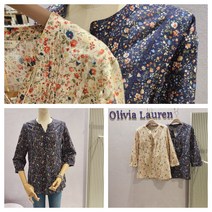 올리비아로렌 내추럴한 플라워 프린트 슬릿넥 7부 소매 블라우스 nc청주점 vvcnlym3441