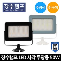 장수 LED 사각 투광기 블랙 화이트 50W 주광색 전구색, 화이트 50W-주광색[하얀빛]
