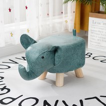 작은 벤치 원목 벤치의자 거실 나무 벤치소파 인테리어 패브릭 어린이 고무나무, Blue Elephant - 탈부착 및 세탁 가능
