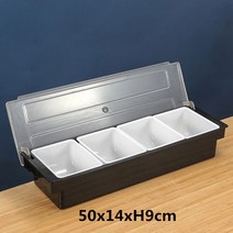 304 스테인레스 스틸 조미료 상자 호텔 레스토랑 요리사 조미료 상자 뚜껑 저장 상자 가정용 조미료 탱크, 50x14xH9cm4grid, 하나