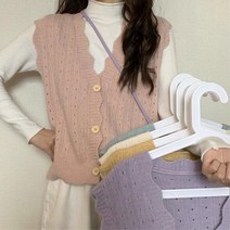 원피스 블라우스코디 셔링 브이넥 니트조끼 여자베스트 데일리 간절기