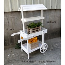 꽃마차 식물장 화이트 다육이 선반 카트 엔틱 매대, 지붕 화이트 카트