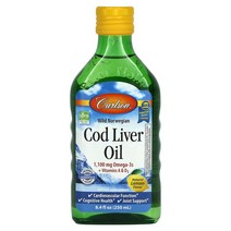 칼슨 Carlson 노르웨이산 야생 대구 간 오일 천연 레몬 맛 1000mg 250ml(8.4fl oz), 248.42 ml