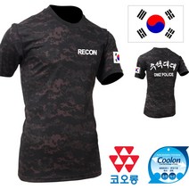 국산 어택존 쿨론 수색대대 RECON 반팔 티셔츠(블랙 디지털) 티셔츠