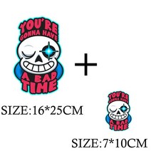 저스트씨 해골 형제 Undertale Sans 패치 의류 열전달 열 스티커 DIY T 셔츠 다리미 재킷 재밌는 Appliqued