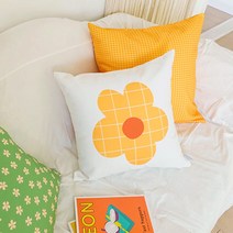 창벗 스프링 플라워체크 쿠션커버 45x45 / 50x50cm 감성 귀여운 인테리어 카페 소파쿠션커버