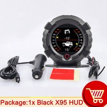 GPS측량기 불규칙형틀게이지 면적측정기 디지털 다이얼 계측기 X95 HUD 자동차 경사 측정기 오프로드 액세서리 경사계 속도 시간 나침반 틸트 피치 각도, 1.Black