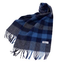 MICHIKO LONDON[미치코 런던]브랜드 머플러 울 남녀 겸용 방한 블록 체크 (A무늬:오렌지네이비)