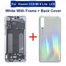 휴대폰 호환 액정수리 LCD교체 m1904f3bg for xiaomi cc9 lcd 디스플레이 터치 스크린 디지타이저 디스플레이용 xiaomi mi 9 lite lcd tela, 흰색 프레임 커버