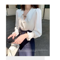 킴361도 오피스룩 긴팔셔츠 블로우스 벌룬 쉬폰 루즈 프릴상의