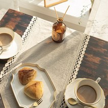 린넨 레이스 다용도 러너, 없음