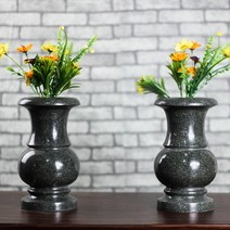 싸다구 돌 산소 대리석 꽃병, 높이 18cm 1쌍