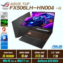 ASUS TUF FX506LH-HN004 + Win10 Pro / Win11 Pro 포함 / GTX1650, 16GB, 1536GB, 인텔 코어 i5 10300H, 본파이어 블랙