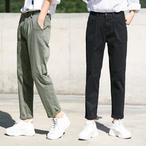 빅사이즈 남자바지 뒷밴딩 세미와이드 스판 워싱 면바지
