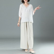 린넨 셔츠 배기 팬츠 세트 하늘비즈 C10 J539J480