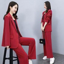 여성 전문 착용 2022 봄 가을 새로운 캐주얼 정장 재킷 바지 두 조각 한국 느슨한 우아한 블레 이저 세트