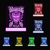 라이프 스타일 Vaping Hipster Skull Led 네온 라이트 사인 Vape Shop 데스크탑 비즈니스 디스플레이 로그, 01 White Base