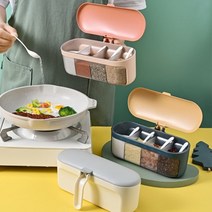 양념통 세트 조미료 소금 고춧가루 가정용 주방 상자 조합 병 항아리 설탕 글루타민산 나트륨 보관 원피스 멀티306525 L6, 내부 격자 디자인으로 새롭게 업