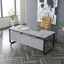 업무효율 향상 와이드 상판 CEO 책상 오피스 홈오피스, 빈티지그레이블랙