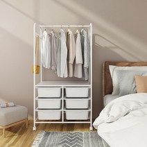 이케아 이동식 행거 철제 선반 조립식 스탠드 2단 옷걸이 드레스룸 서랍 수납행거, 6단