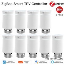 moeshouse zigbee3.0 trv tuya 새로운 라디에이터 액추에이터 밸브 스마트 프로그래밍 가능 온도 조절기 온도 히터 제어 alexa google, 9pcs 흰색 밸브