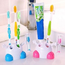 모래시계 칫솔꽂이 욕실 양치 칫솔 거치대 세트, 1-모래칫솔꽂이-핑크, 1개