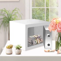 디지털 스마트금고 SafeBox 소형금고 가정 사무 안전 보안 가정용금고 사무실용금고 미니금고 인테리어 보안금고 휴대용금고 인테리어용품 인테리어금고 귀중품 보관함, 화이트
